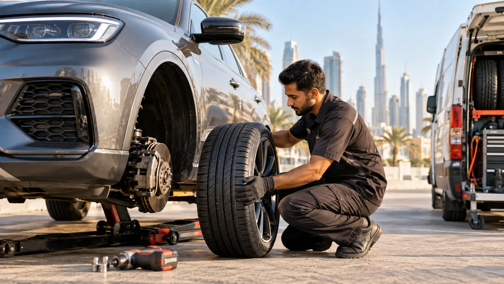 Tyre change service Dubai